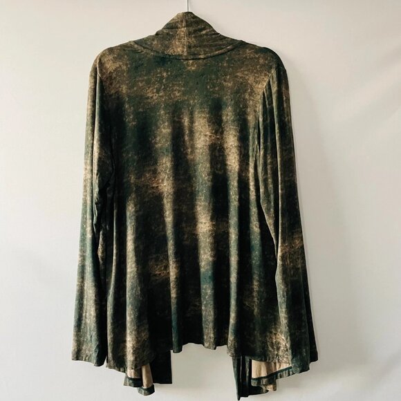 Logo Layers Womens Green Open Front Abstract Textured Knit Cardigan Size Large - Picture 2 of 8